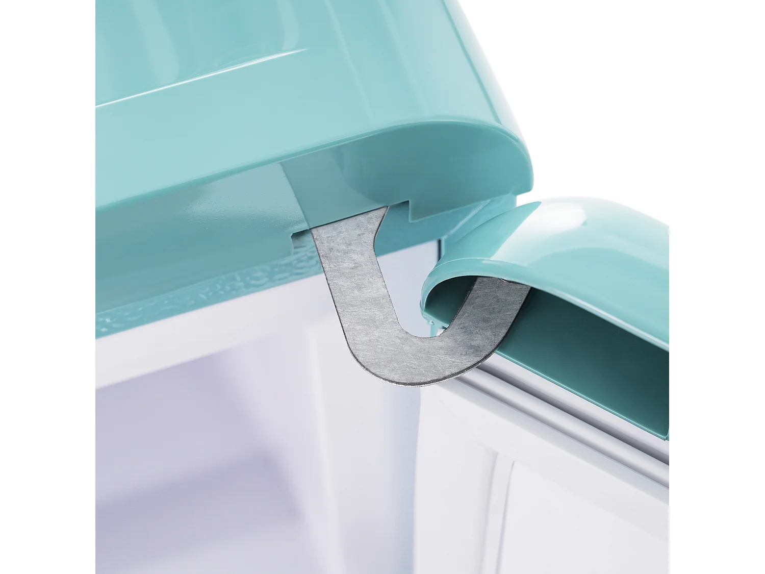 Réfrigérateur 46x45x91cm 2 Portes 72L Total 21L Congélateur LED Espace de rangement Matériel Iron et Cyan