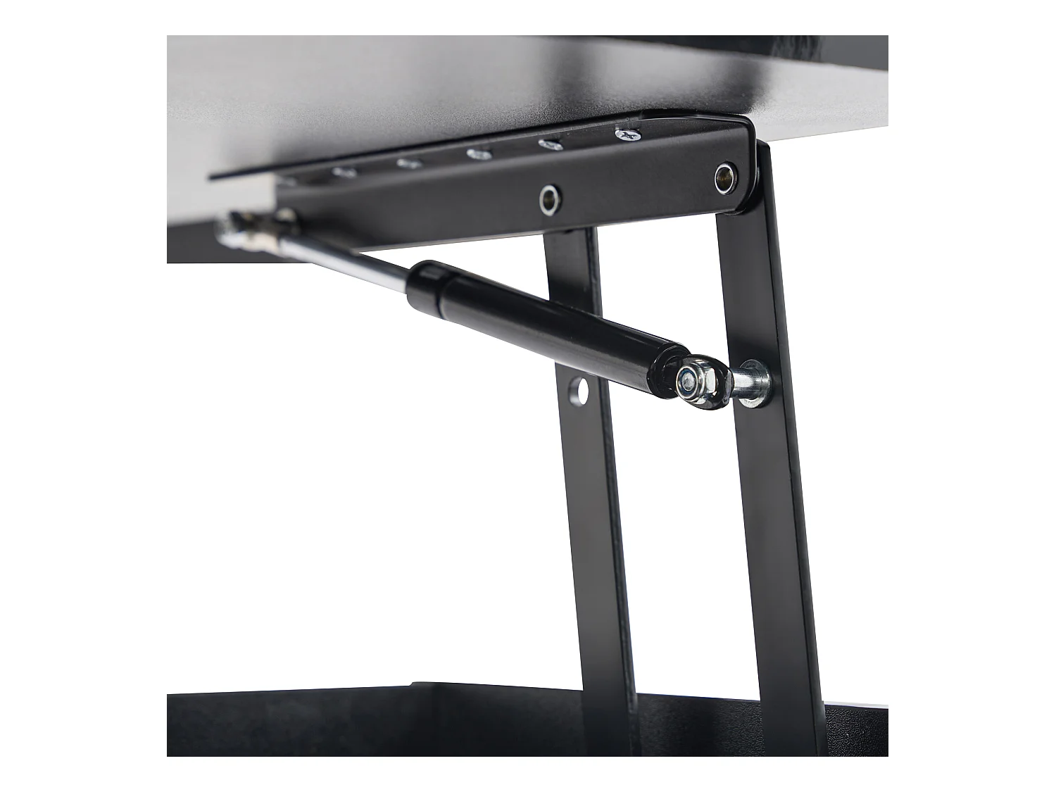 Salontafel 100x50x55cm LED Hydraulisch Hefsysteem Meerlaagse Opbergruimte Zwart voor Woonkamer