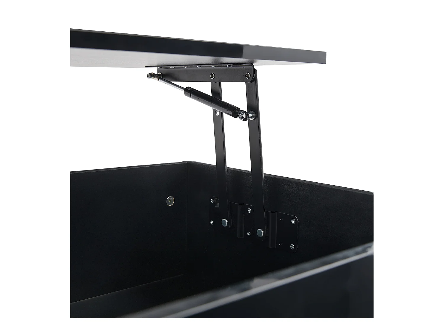 Salontafel 100x50x55cm LED Hydraulisch Hefsysteem Meerlaagse Opbergruimte Zwart voor Woonkamer