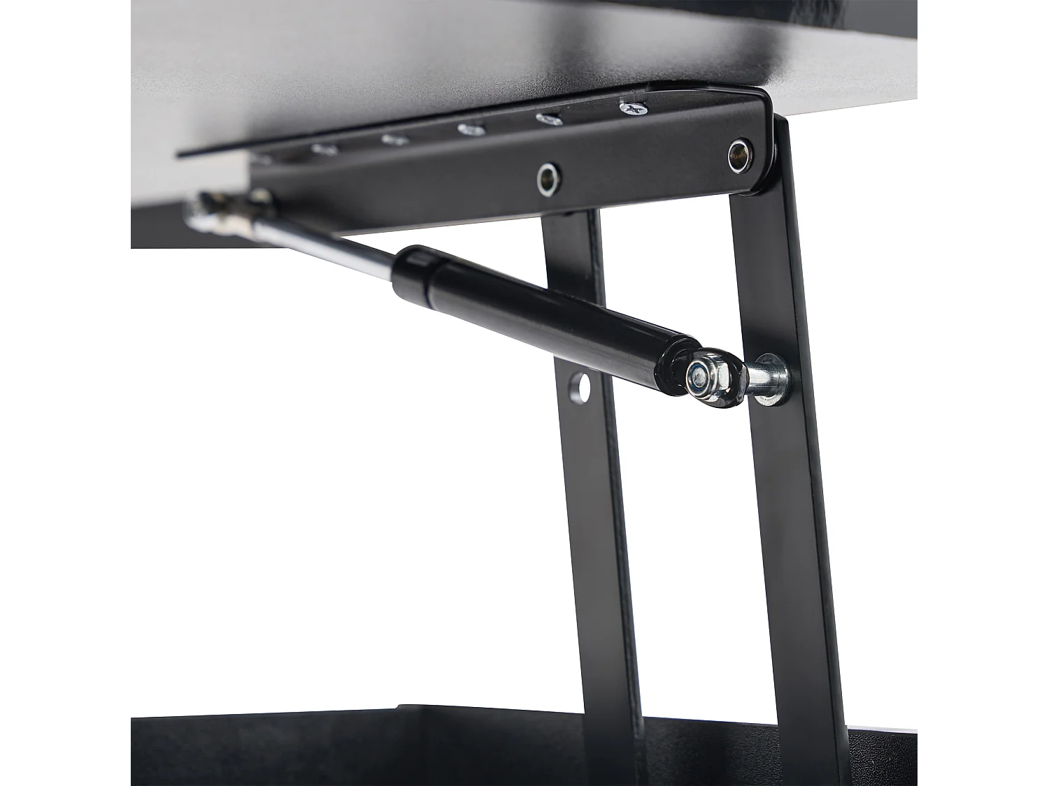 Table basse 100x50x55cm LED levage hydraulique rangement multi-niveaux noir pour salon