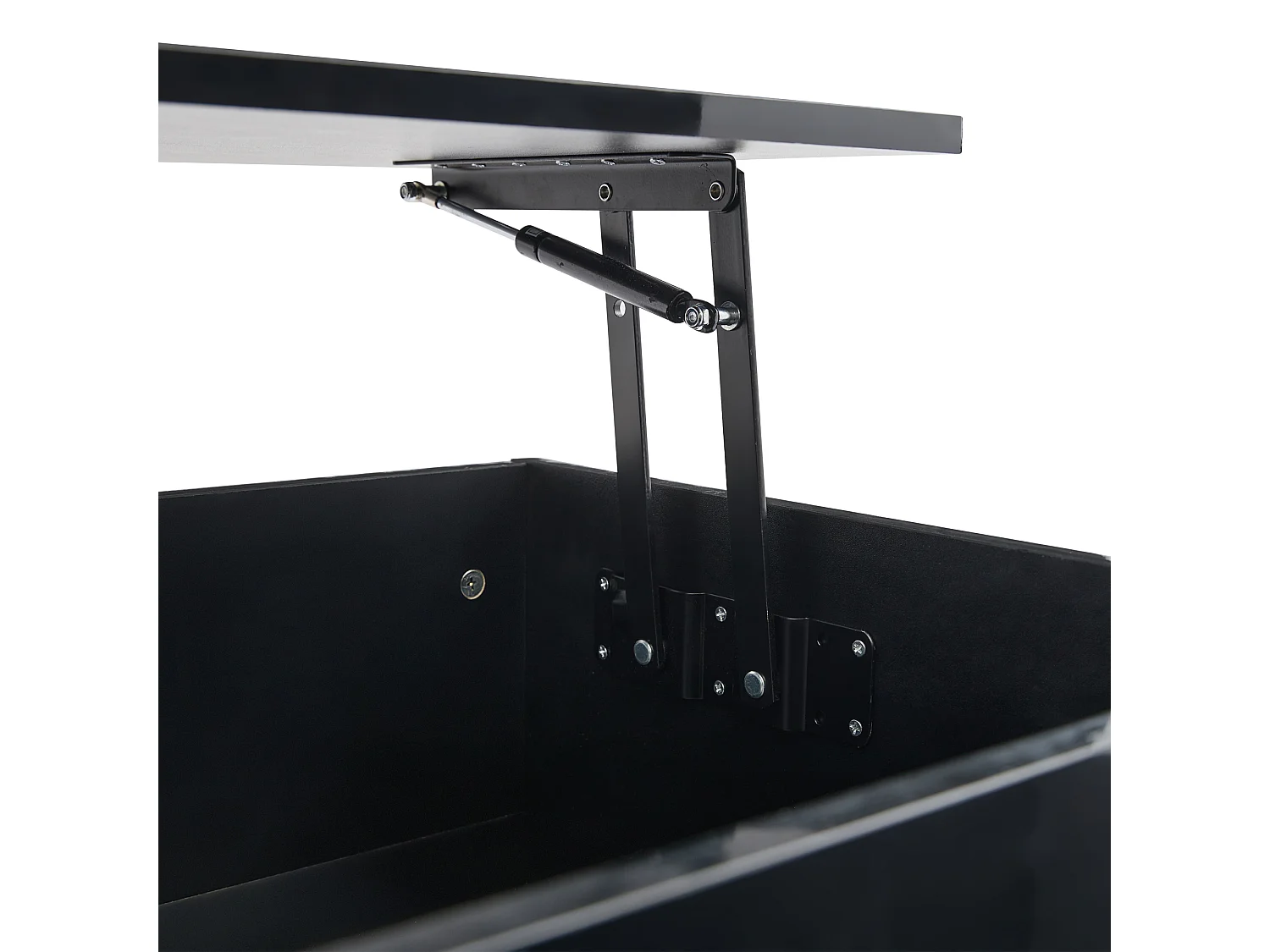 Table basse 100x50x55cm LED levage hydraulique rangement multi-niveaux noir pour salon