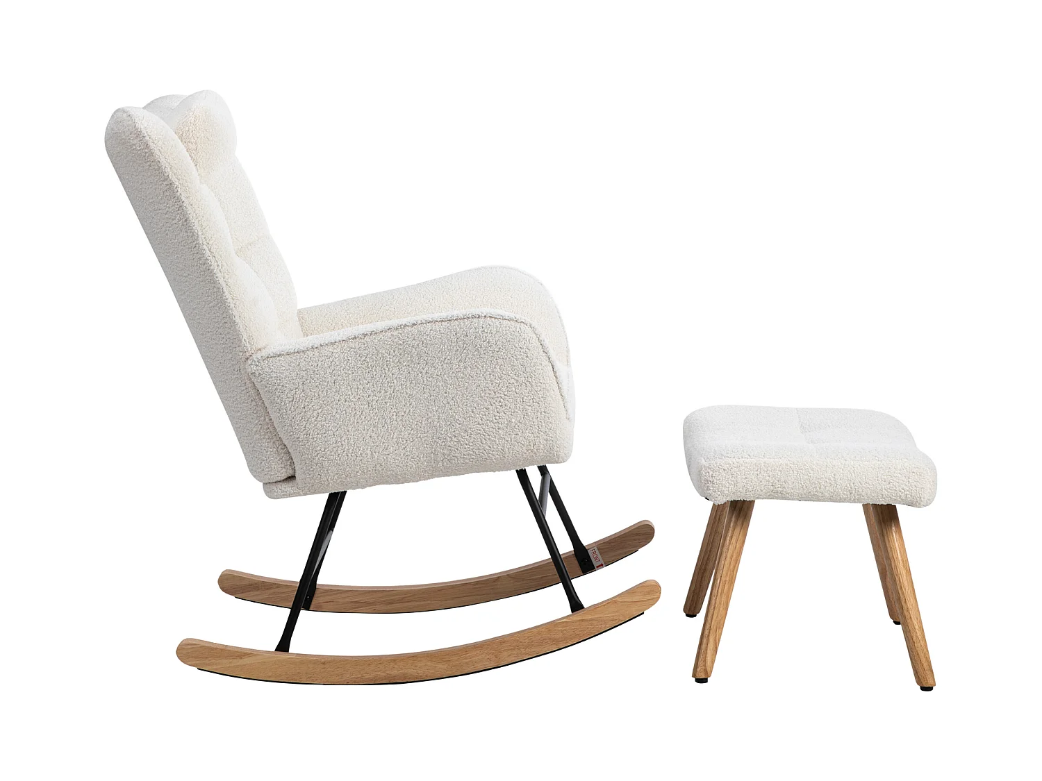 Fauteuil à bascule avec coussin repose-pieds pieds caoutchouc blanc