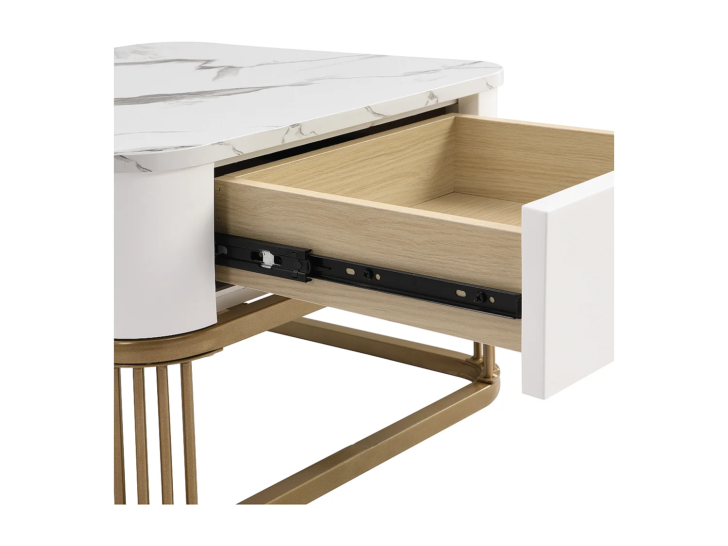 Lot de 2 tables basses 60x60x42.5 cm avec de grandes et petites tables et tiroirs Matériau MDF en blanc et marron pour salon