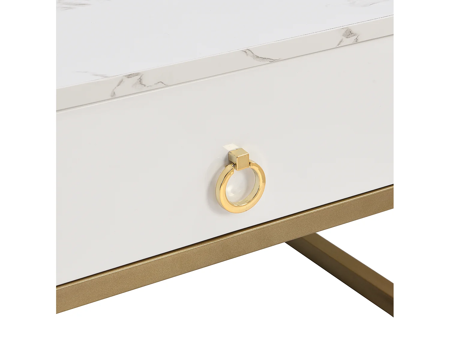 Lot de 2 tables basses 60x60x42.5 cm avec de grandes et petites tables et tiroirs Matériau MDF en blanc et marron pour salon