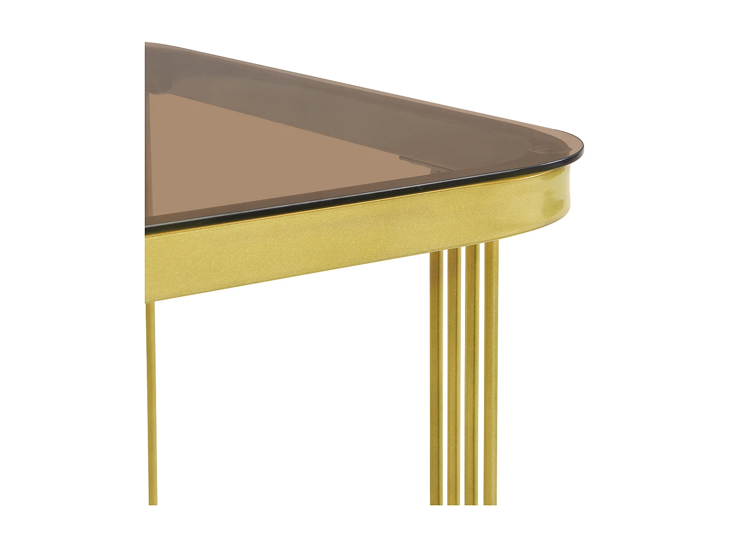 Set de 2 tables basses gigognes 60x60x42.5 cm, tiroir de rangement, poignée dorée, MDF blanc