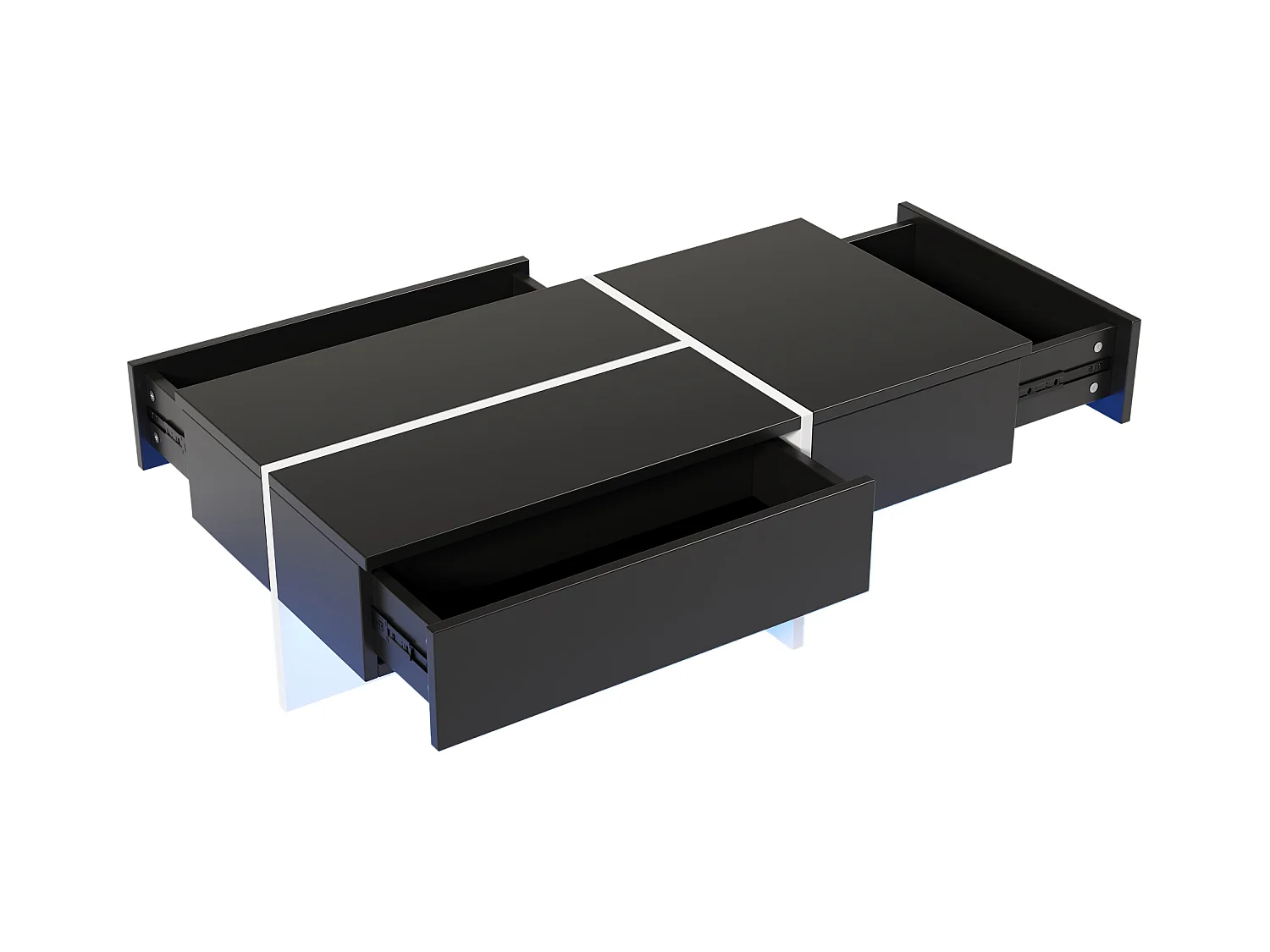 Salontafel 100x50x34.5cm met app gecontroleerd LED systeem en drie laden brengen Materiaal Spaanplaat en zwart