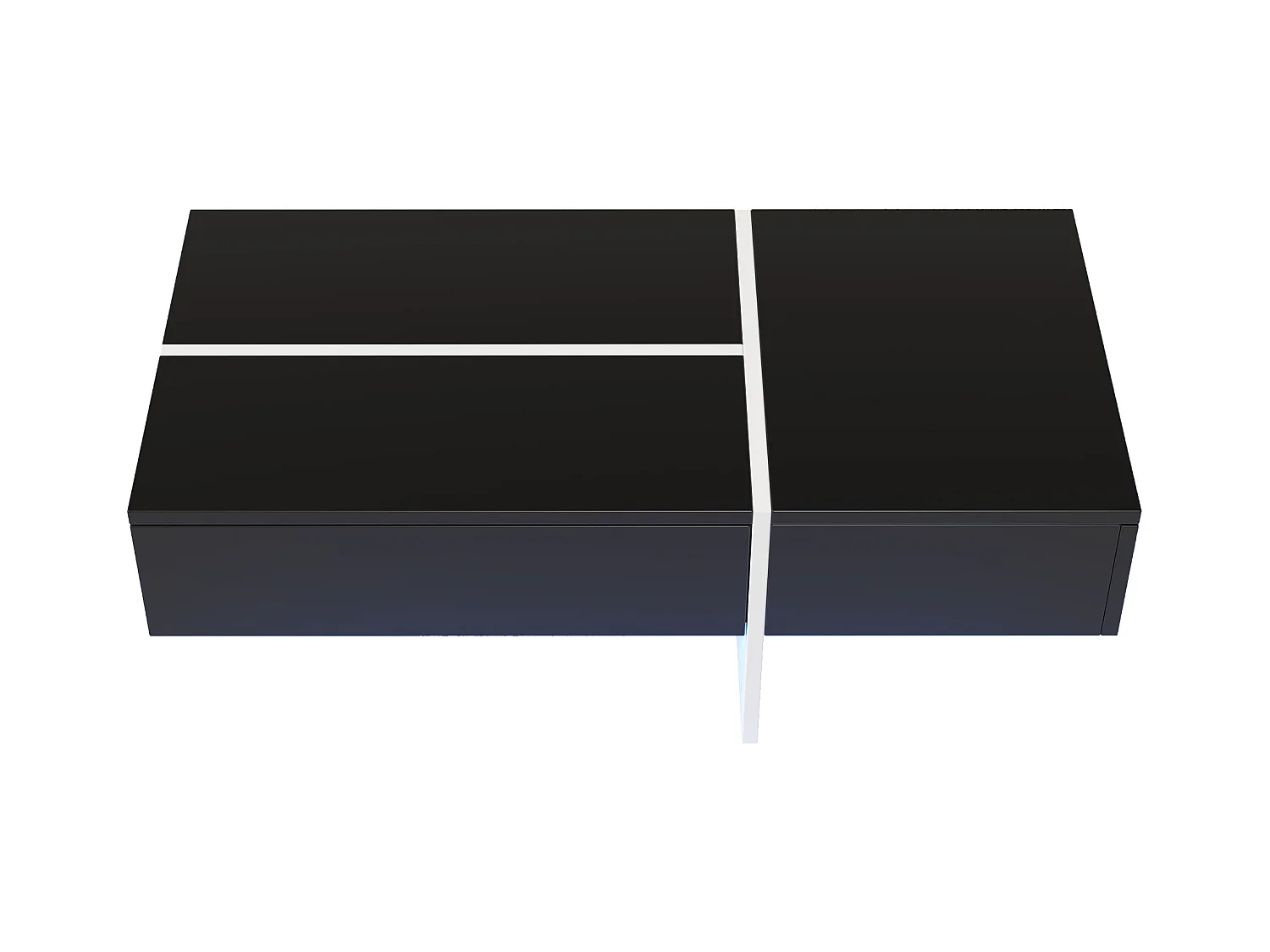 Salontafel 100x50x34.5cm met app gecontroleerd LED systeem en drie laden brengen Materiaal Spaanplaat en zwart