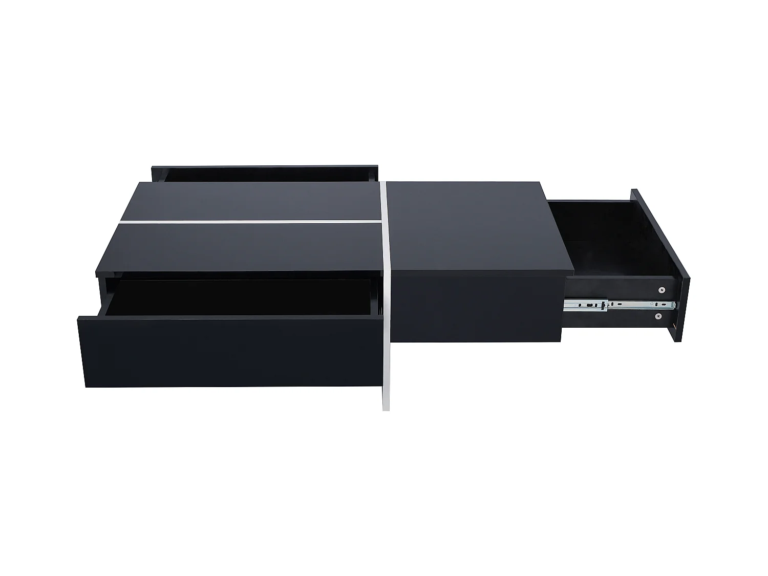 Salontafel 100x50x34.5cm met app gecontroleerd LED systeem en drie laden brengen Materiaal Spaanplaat en zwart