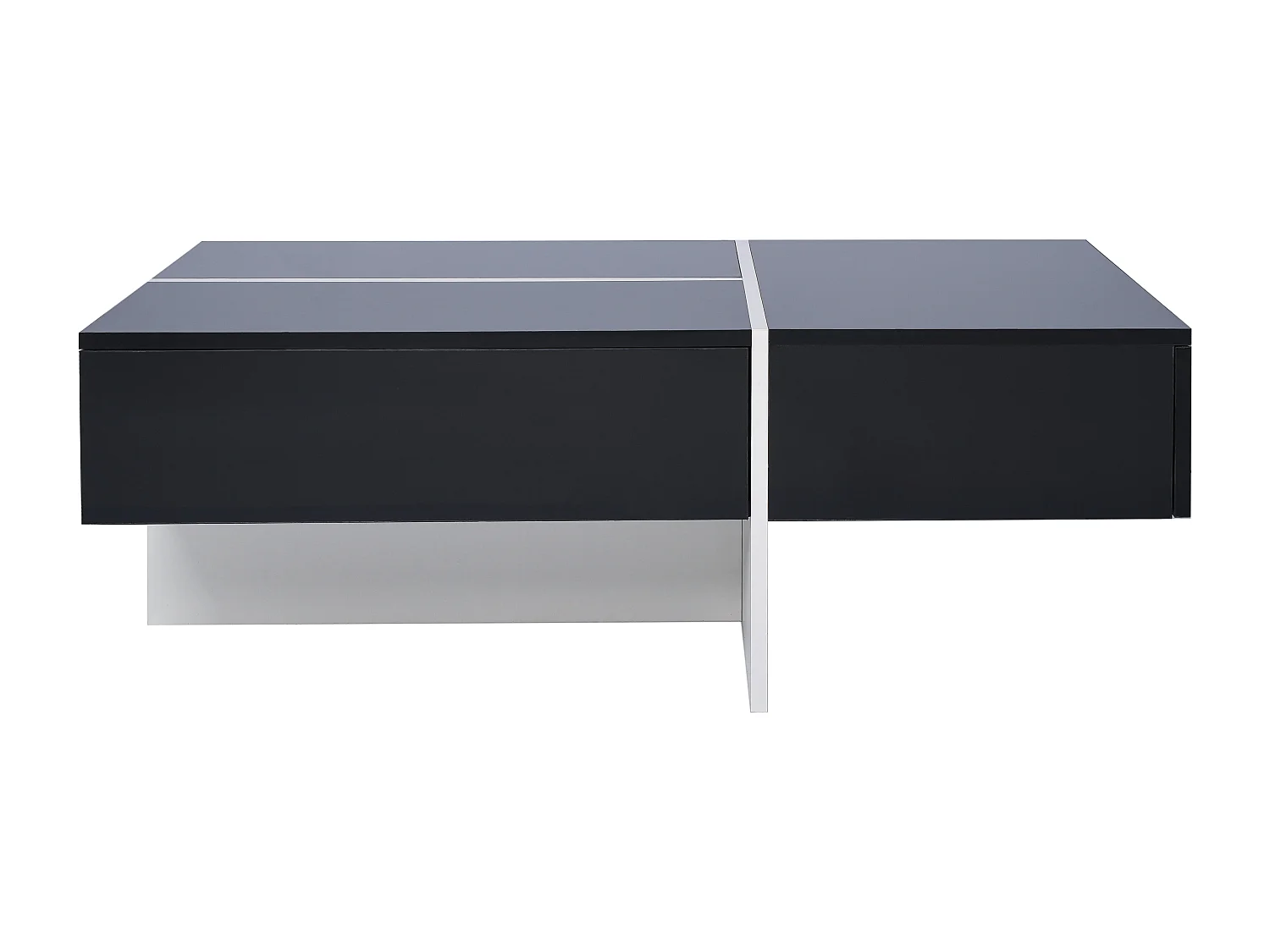 Table basse 100x50x34.5 cm, éclairage LED contrôlable par application, 3 tiroirs push open, panneaux de particules, noir