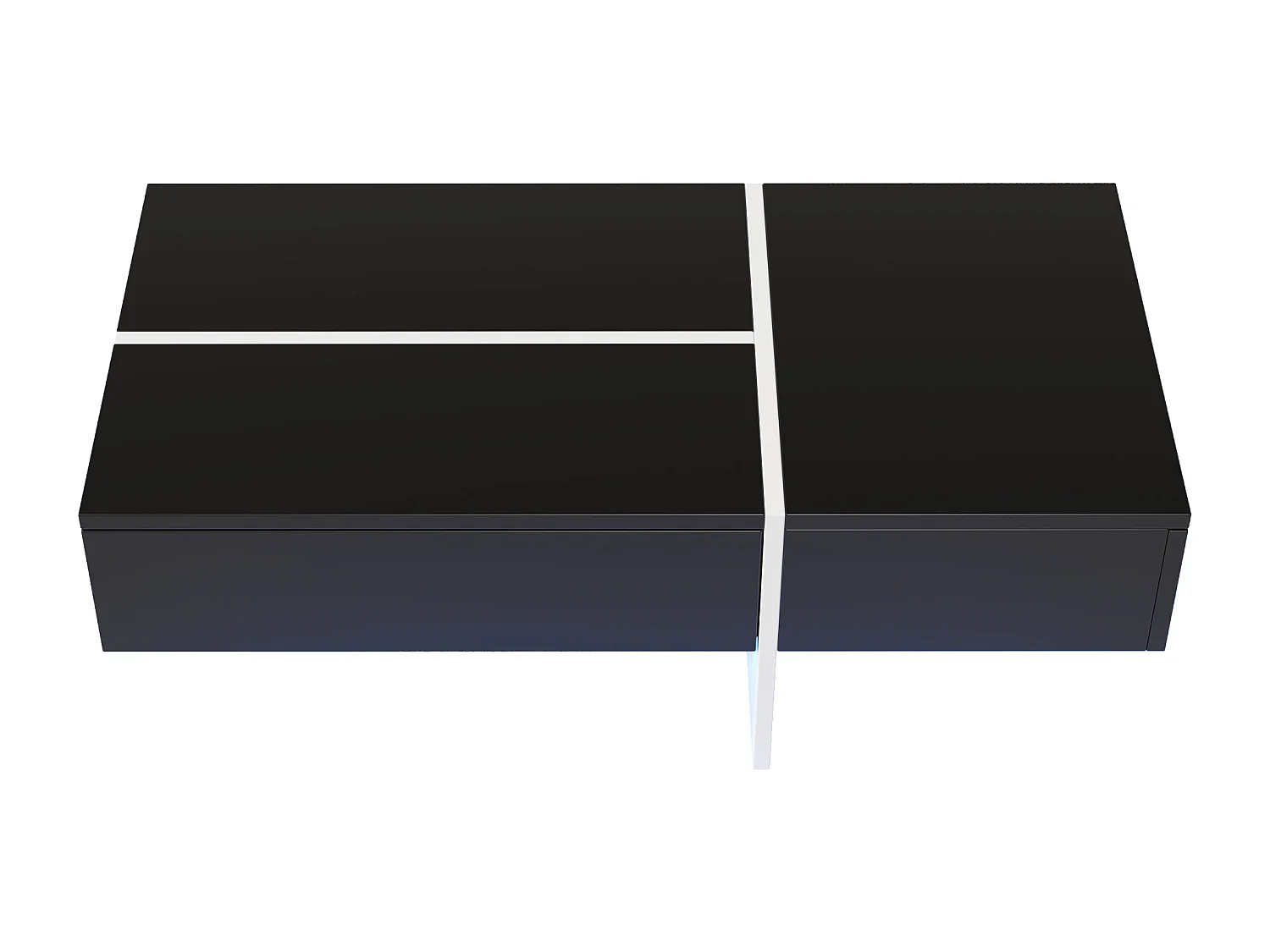 Table basse 100x50x34.5 cm, éclairage LED contrôlable par application, 3 tiroirs push open, panneaux de particules, noir