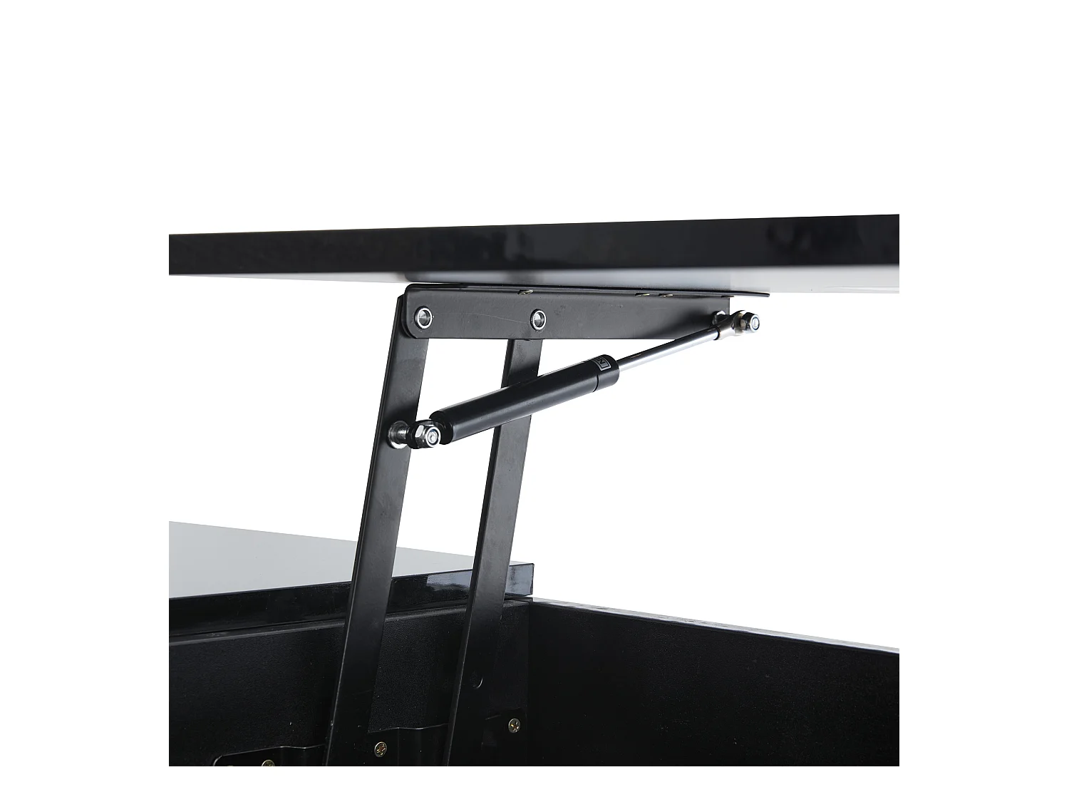Table basse 95x48x40 cm lift réglable extensible LED 2 tiroirs noir salon contemporain