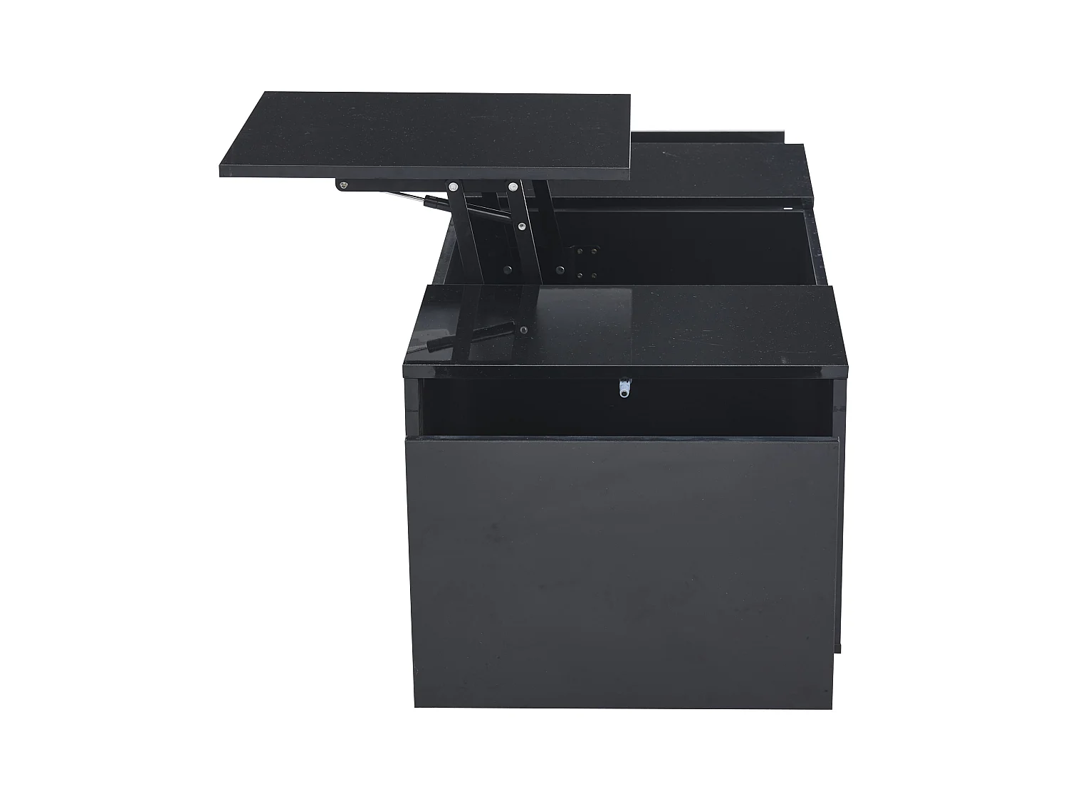 Table basse 95x48x40 cm lift réglable extensible LED 2 tiroirs noir salon contemporain