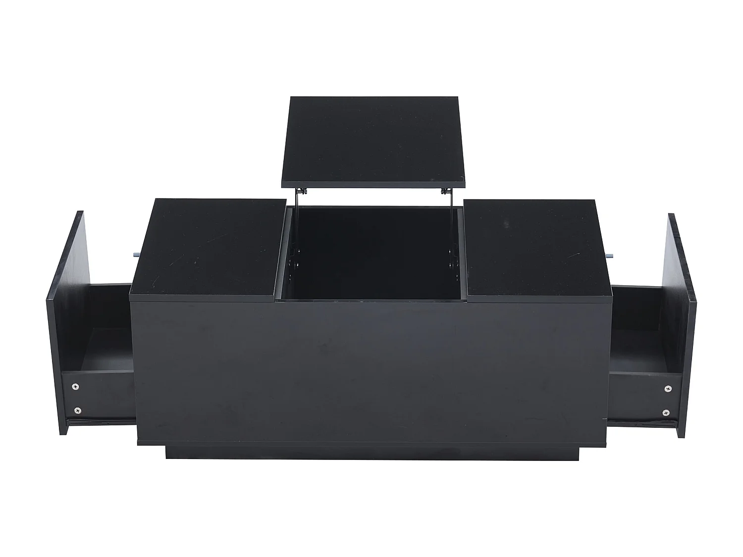 Table basse 95x48x40 cm lift réglable extensible LED 2 tiroirs noir salon contemporain