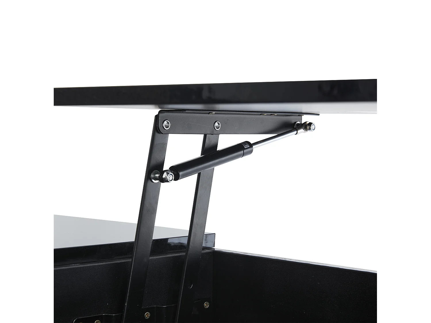 Table basse 95x48x40 cm lift réglable extensible LED 2 tiroirs noir salon contemporain