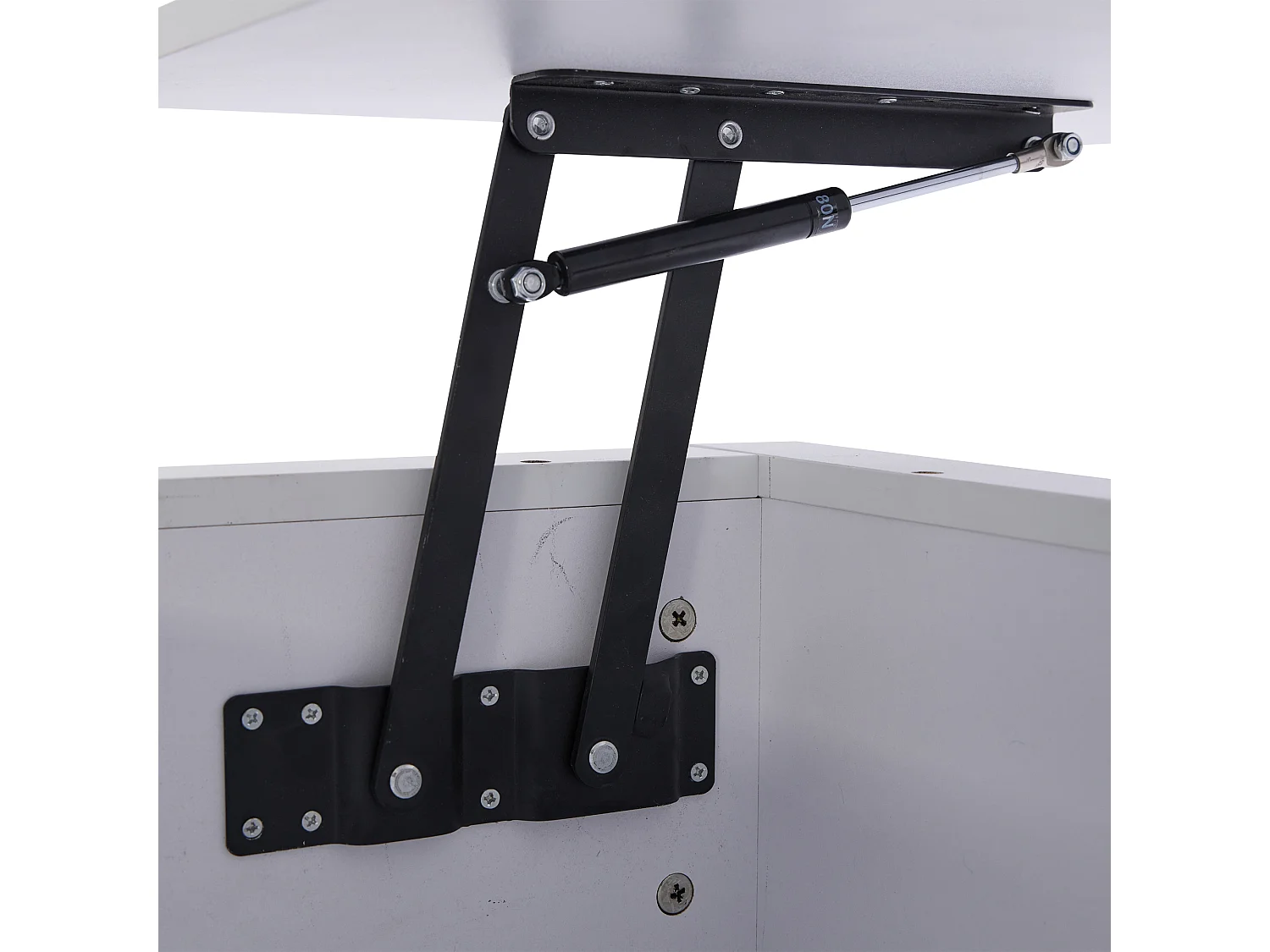 Table basse 90x55x41cm brillant avec éclairage LED 4 tiroirs et charge Blanc pour salon moderne