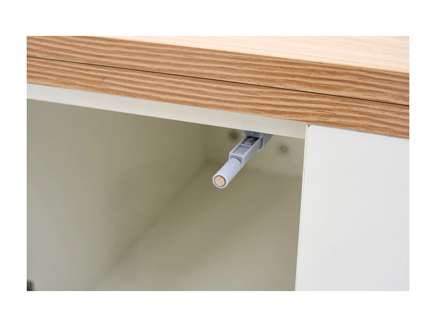 Table basse mécanisme double élévation rangement intégré effet Blanc salon moderne