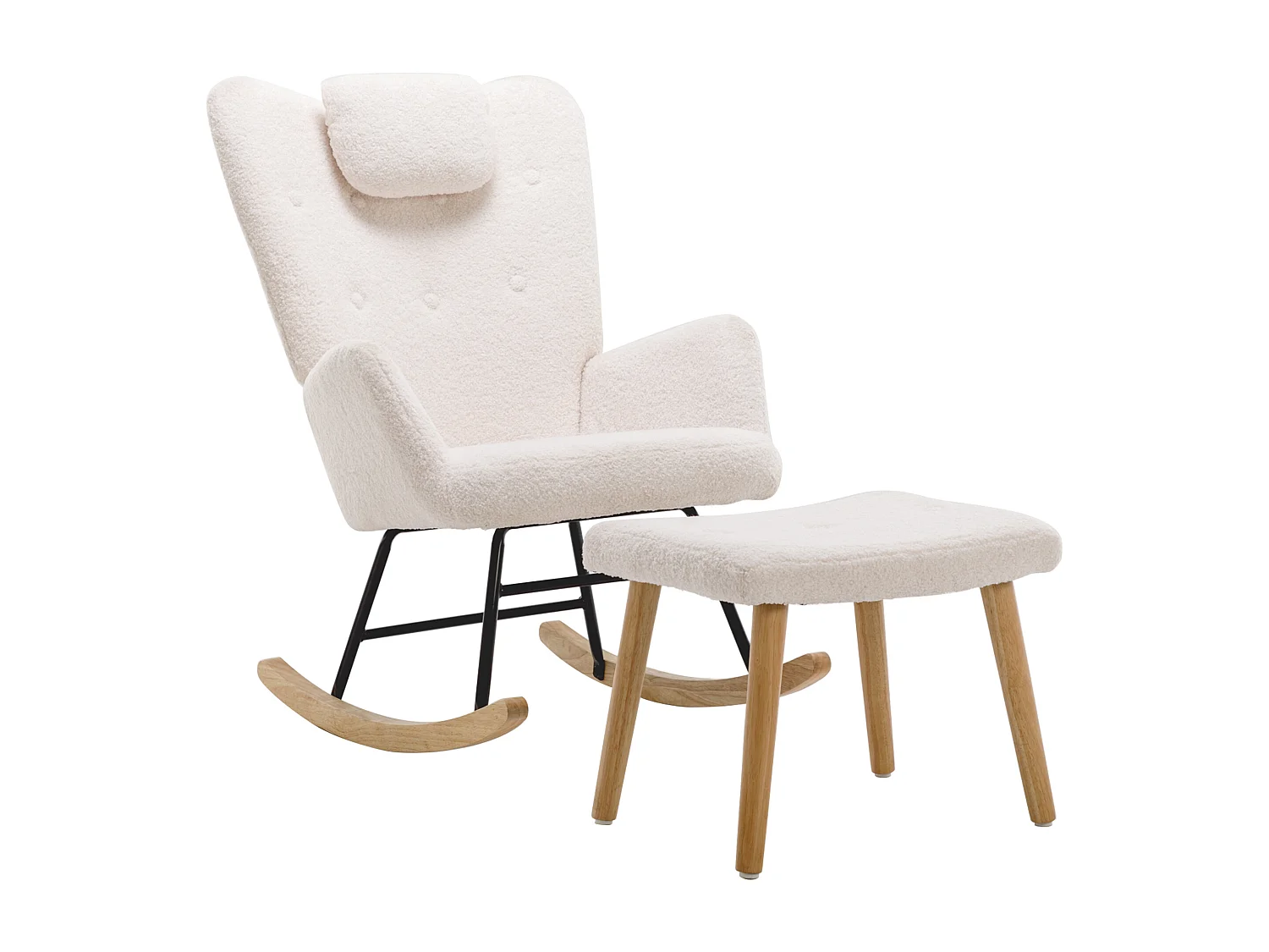 Fauteuil à bascule appuie-tête/repose-pieds intégrés blanc intérieur