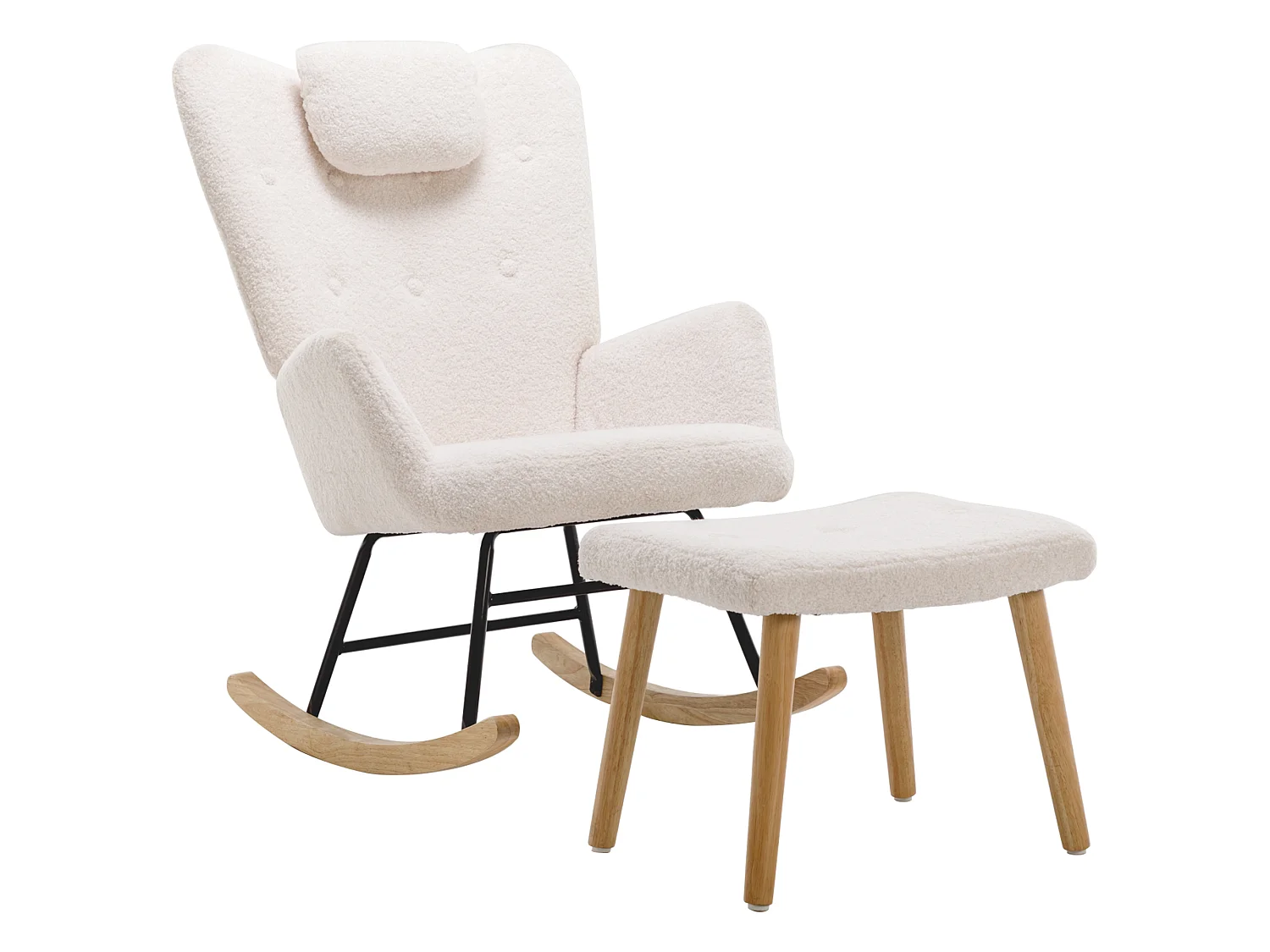 Fauteuil à bascule appuie-tête/repose-pieds intégrés blanc intérieur