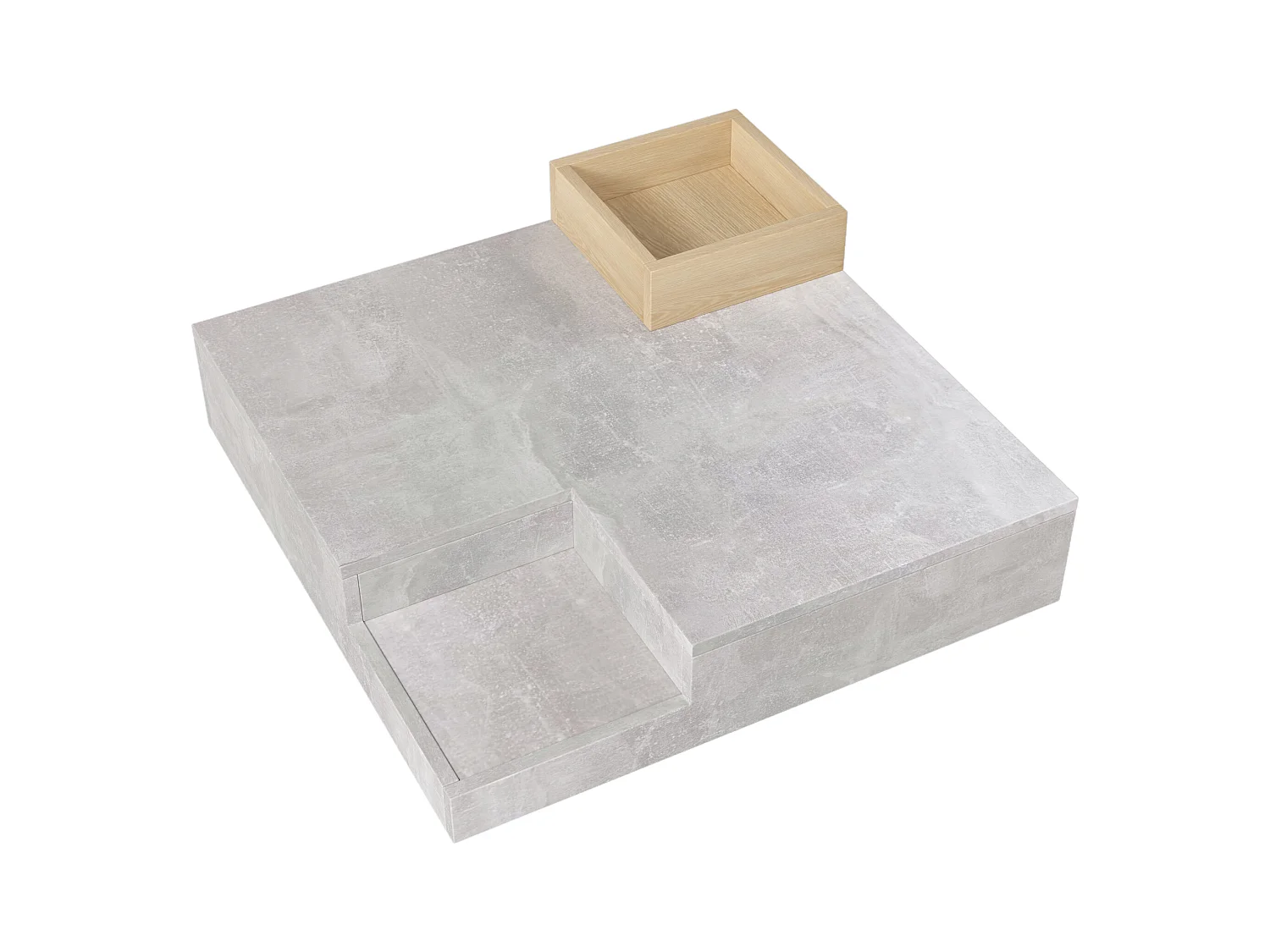 Salontafel 72x72x30cm met losneembare opslagdozen brengen Materiaal Spaanplaat en grijs