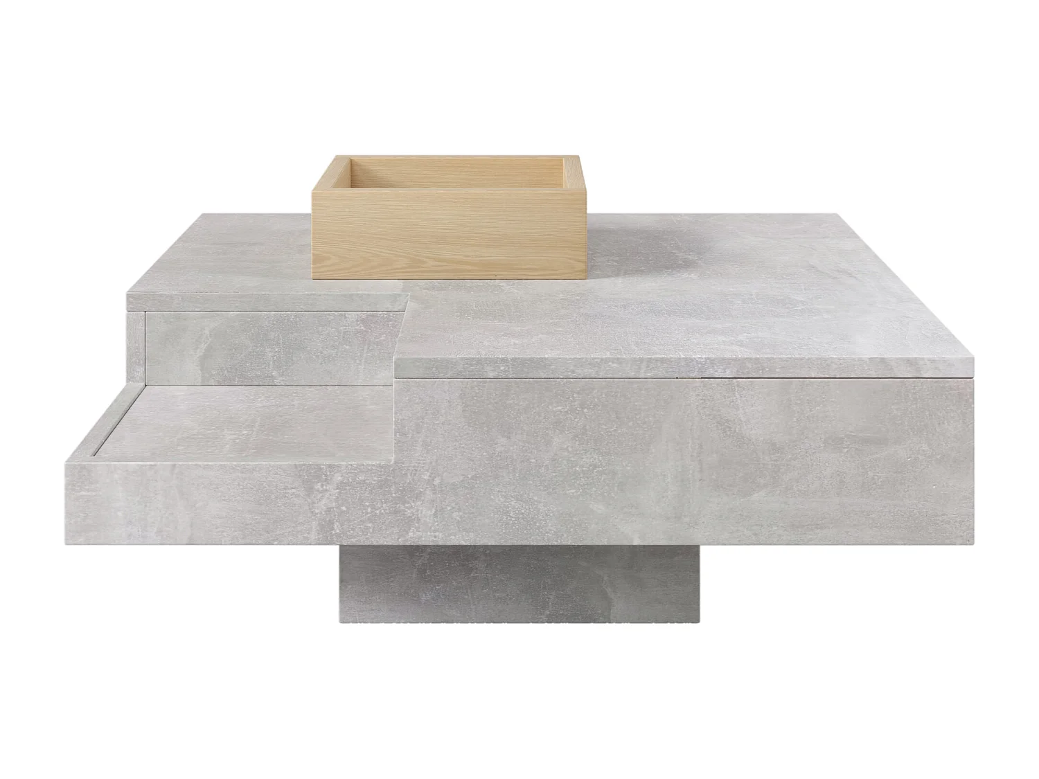 Table basse 72x72x30cm avec Boîtes de rangement amovibles Matériel Particle Board Gris