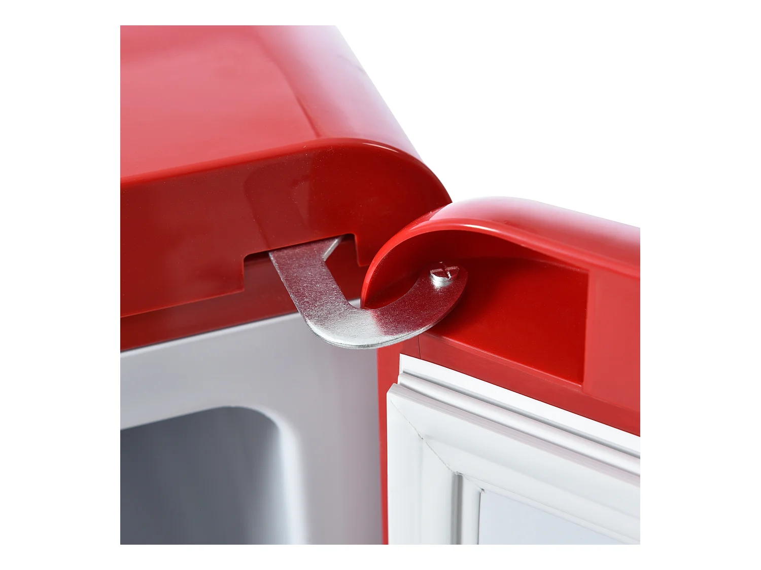 Réfrigérateur 45.5x41x101cm 2 Portes 92L Total 28L Congélateur Porte Rayon Verre 3 Étagères Matériel Plastique et Rouge