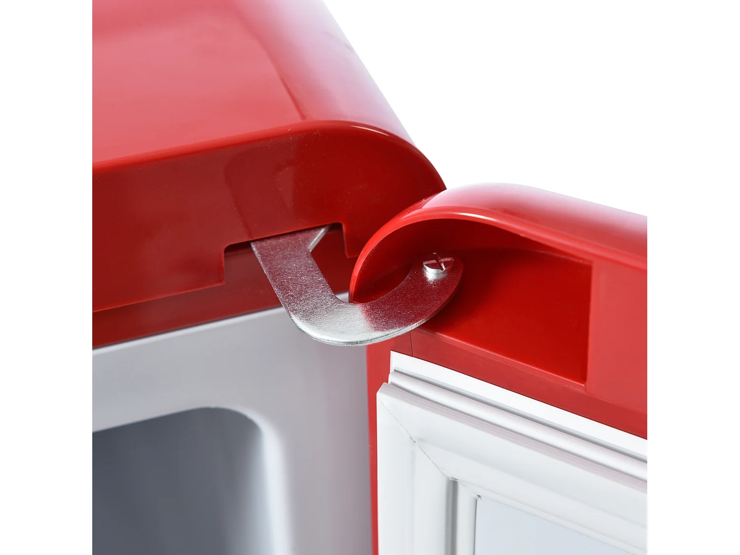 Réfrigérateur 45.5x41x101cm 2 Portes 92L Total 28L Congélateur Porte Rayon Verre 3 Étagères Matériel Plastique et Rouge