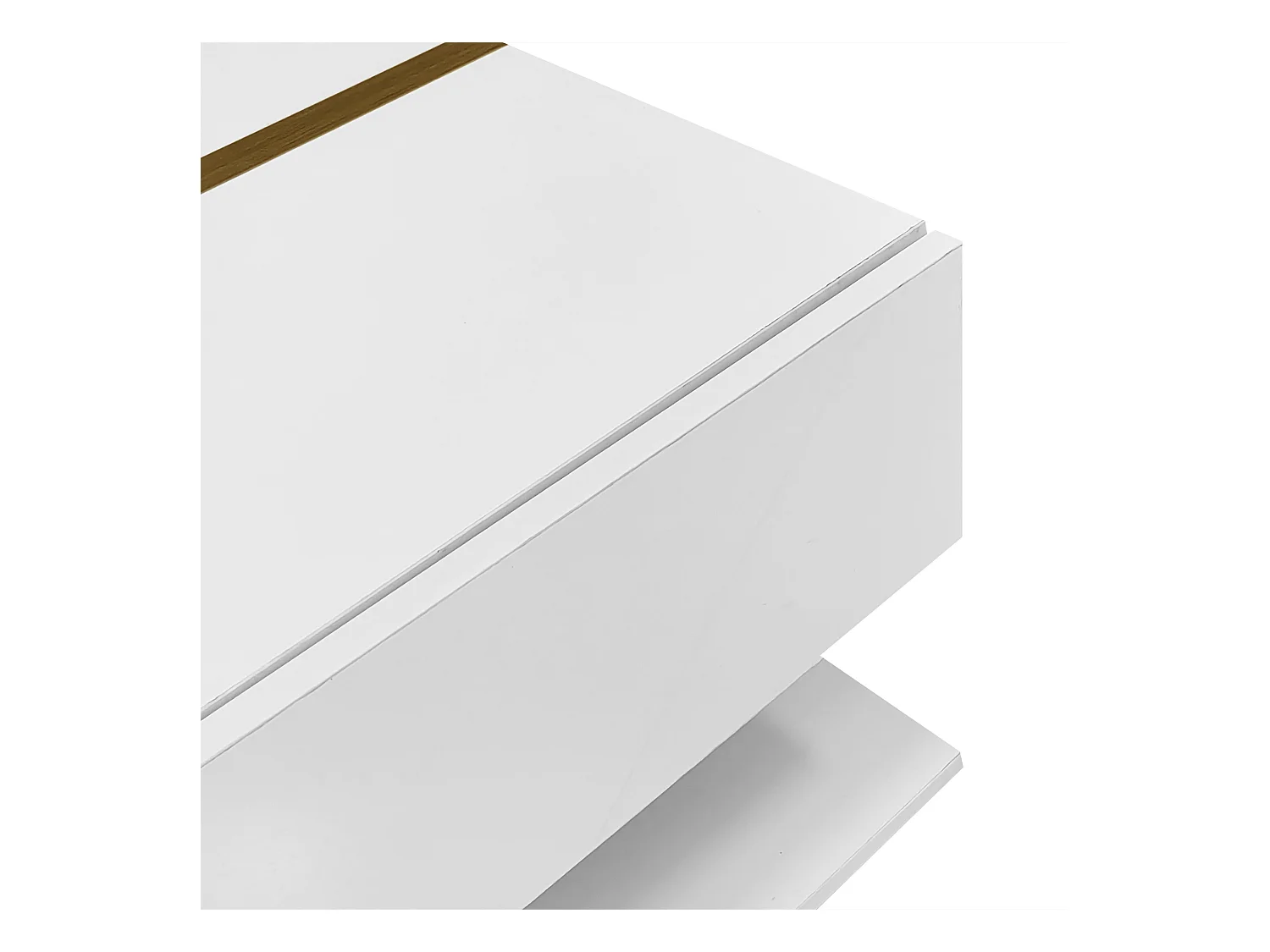 Table basse 78x78x34.8cm avec 4 tiroirs Espace de rangement au fond Forme carrée Matériel Particle Board Blanc