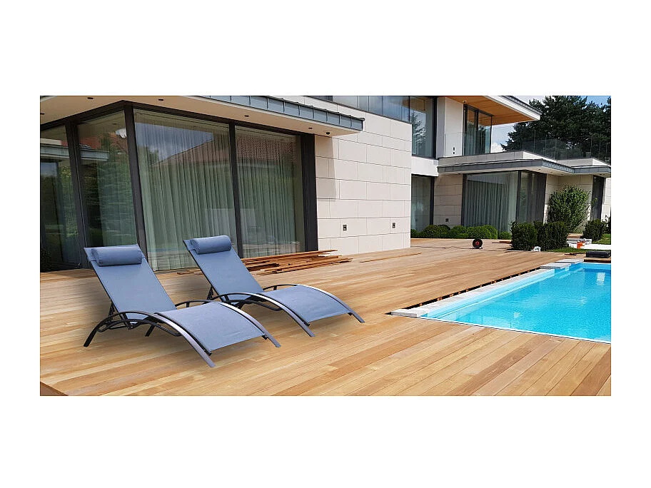 Set di 2 lettini prendisole MONACO - Lavanda (sdraio)