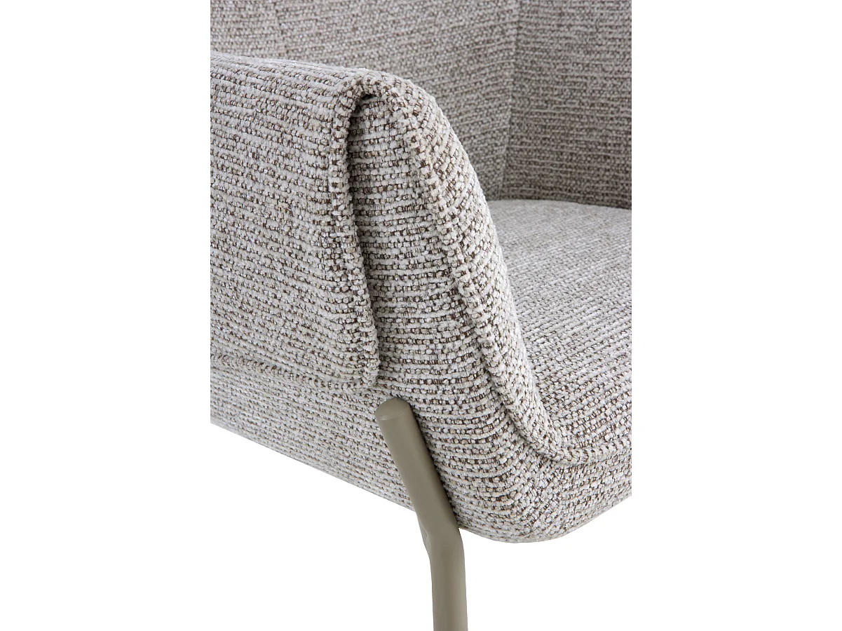 4er-Set Sessel mit braunem Chenille-Bezug