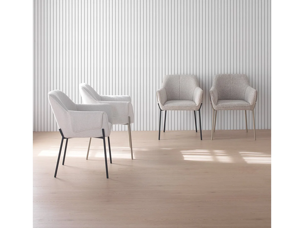 Pack de 4 sillones tapizados en chenilla color marrón