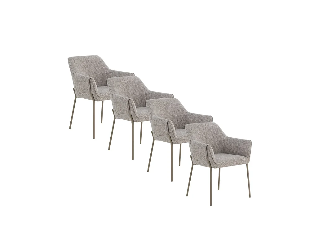 Set van 4 fauteuils bekleed met bruine chenille