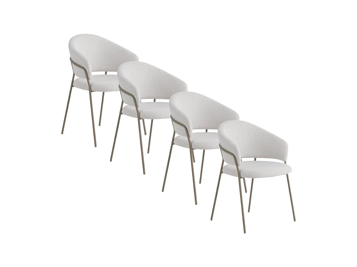 4er-Pack Sessel mit cremefarbenem Chenille-Bezug