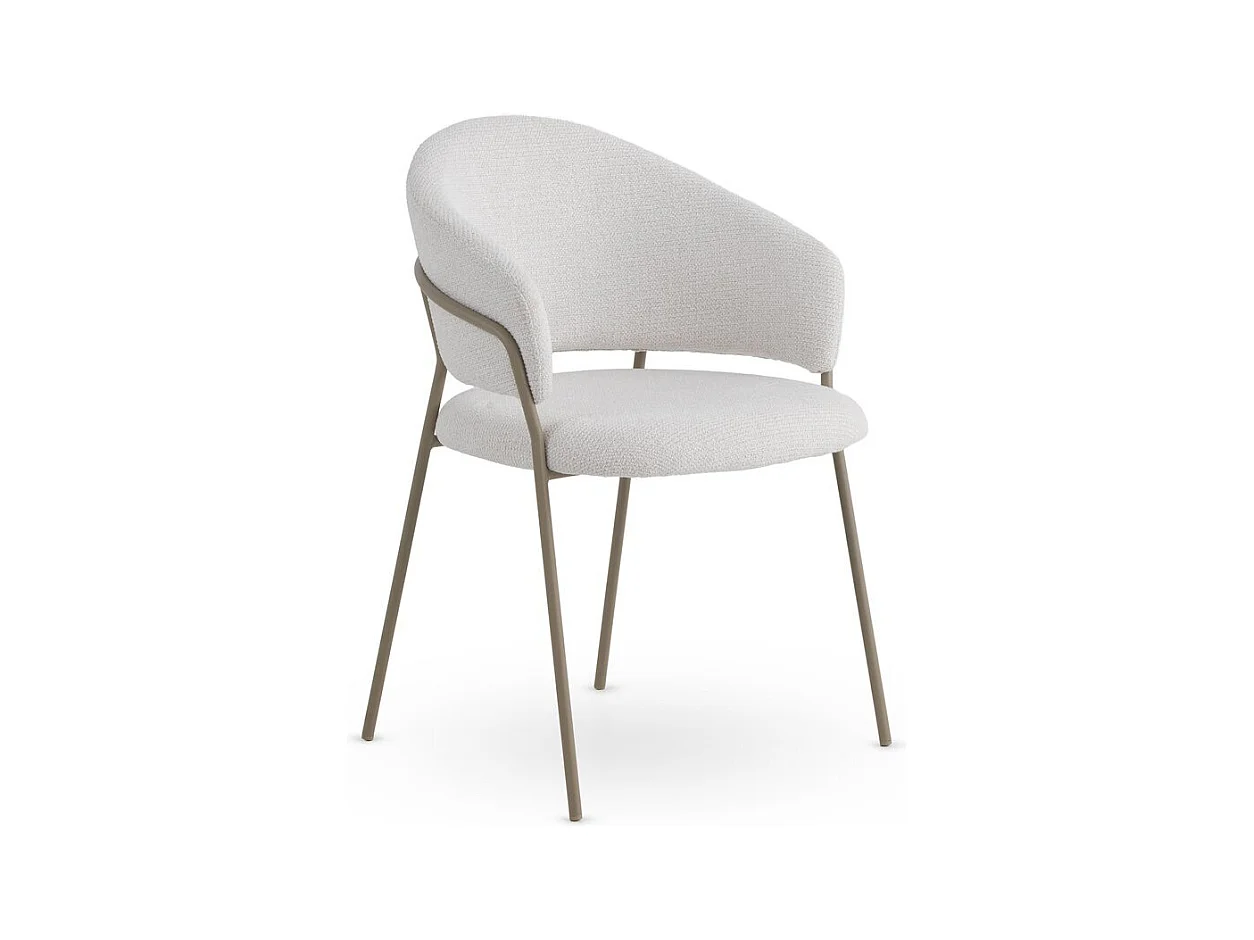 4er-Pack Sessel mit cremefarbenem Chenille-Bezug