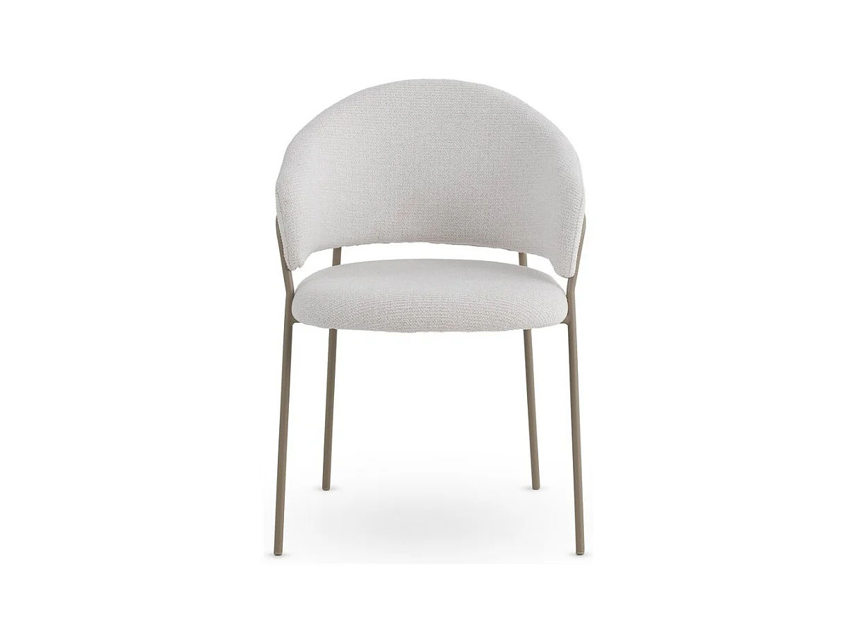 4er-Pack Sessel mit cremefarbenem Chenille-Bezug