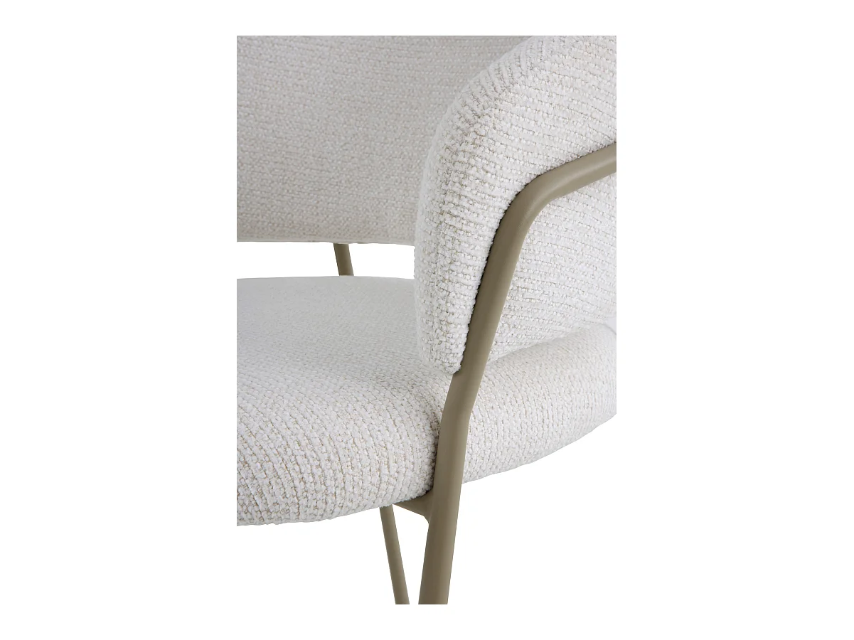 4er-Pack Sessel mit cremefarbenem Chenille-Bezug