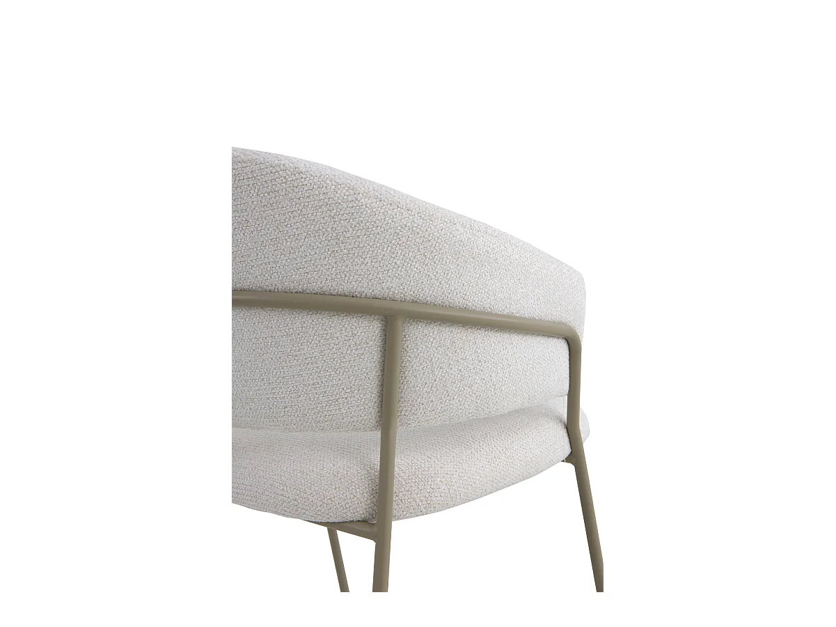 4er-Pack Sessel mit cremefarbenem Chenille-Bezug