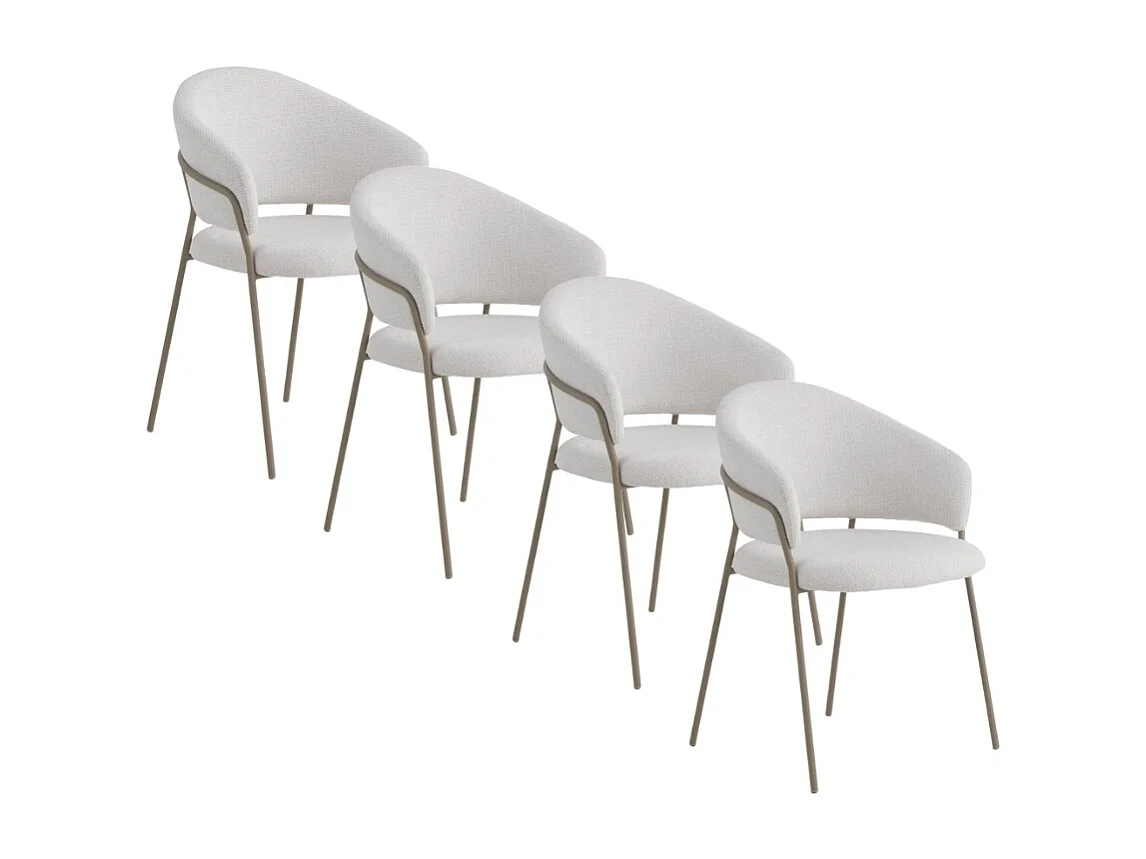 Pack de 4 sillones tapizados en chenilla color crema