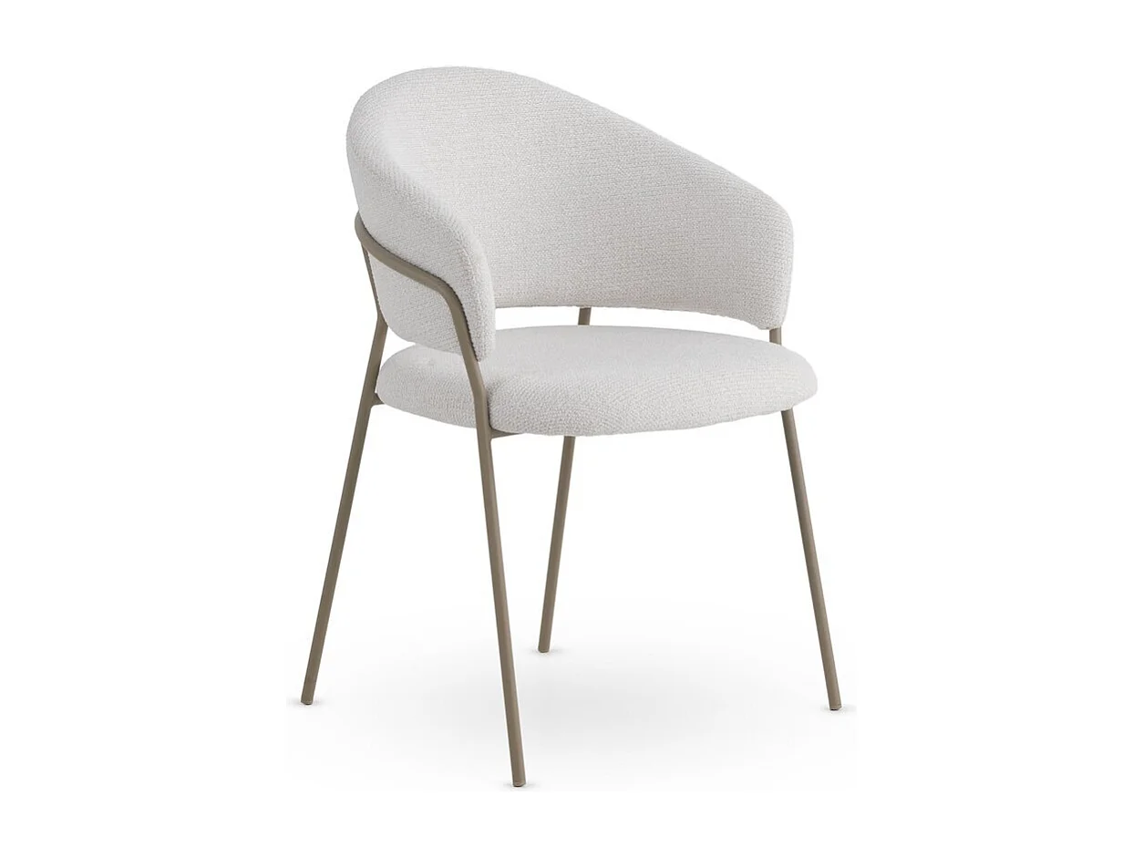 Pack de 4 sillones tapizados en chenilla color crema