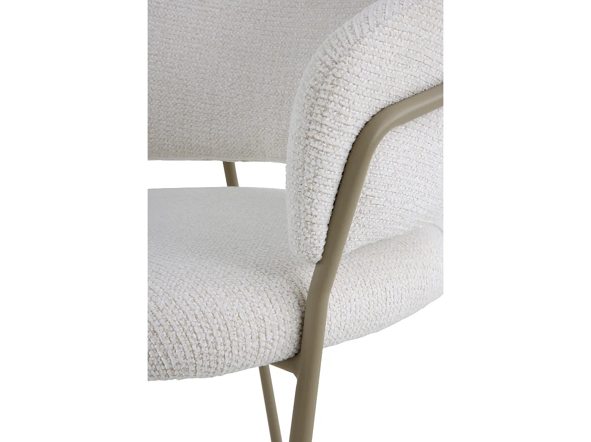 Pack de 4 sillones tapizados en chenilla color crema