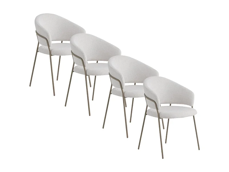 Pack de 4 sillones tapizados en chenilla color crema