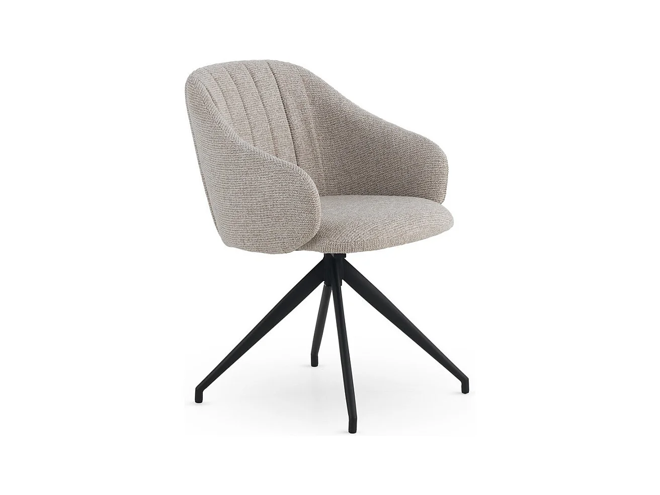 Set di 4 poltrone girevoli rivestite in ciniglia color beige