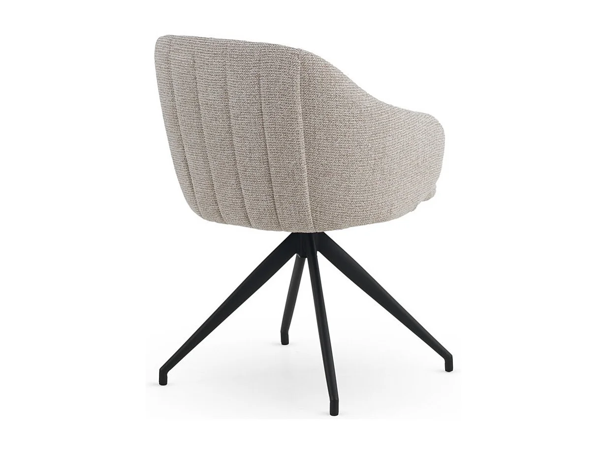 Set di 4 poltrone girevoli rivestite in ciniglia color beige