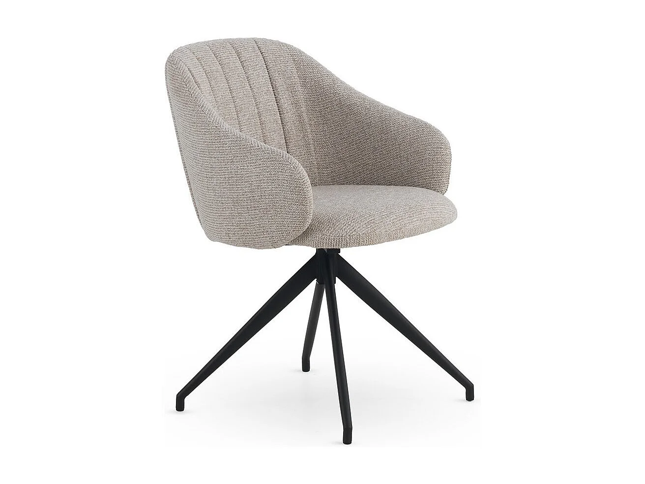 Set di 4 poltrone girevoli rivestite in ciniglia color beige