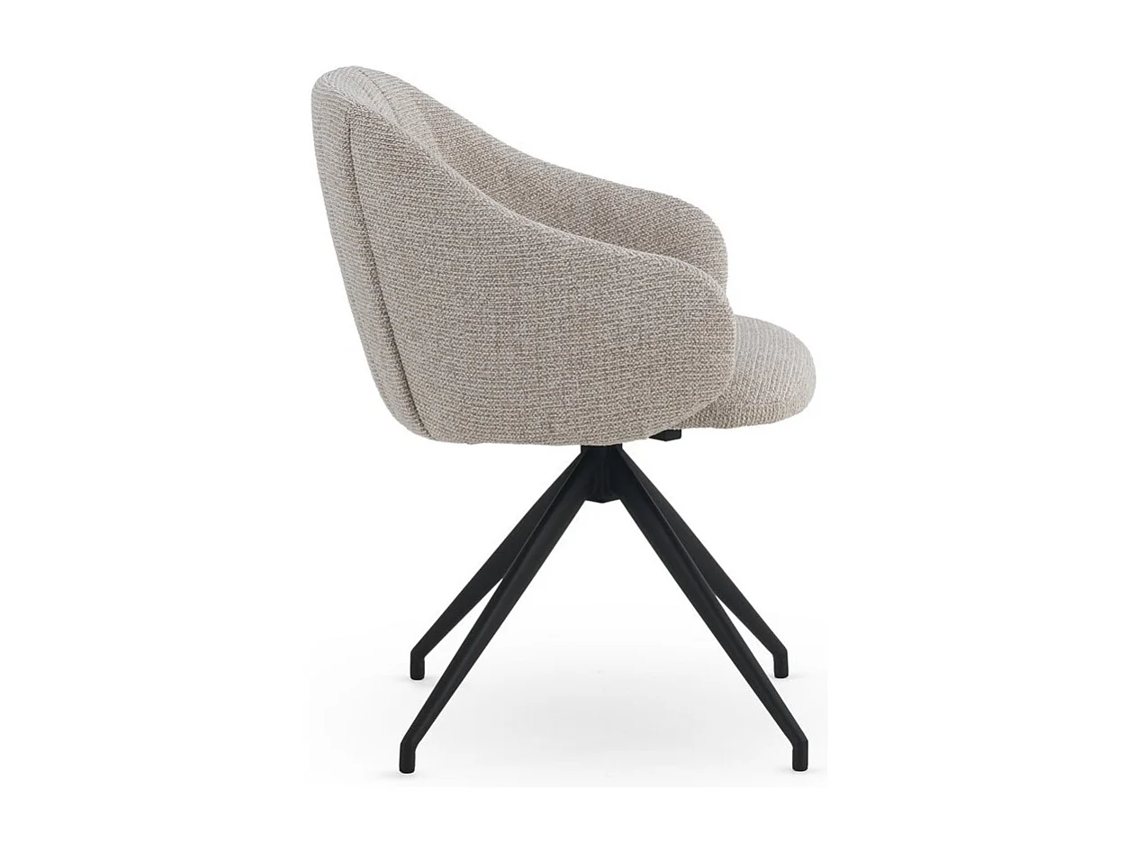 Set di 4 poltrone girevoli rivestite in ciniglia color beige