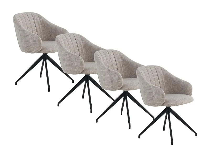 Lot de 4 fauteuils pivotants tapissés en chenille beige
