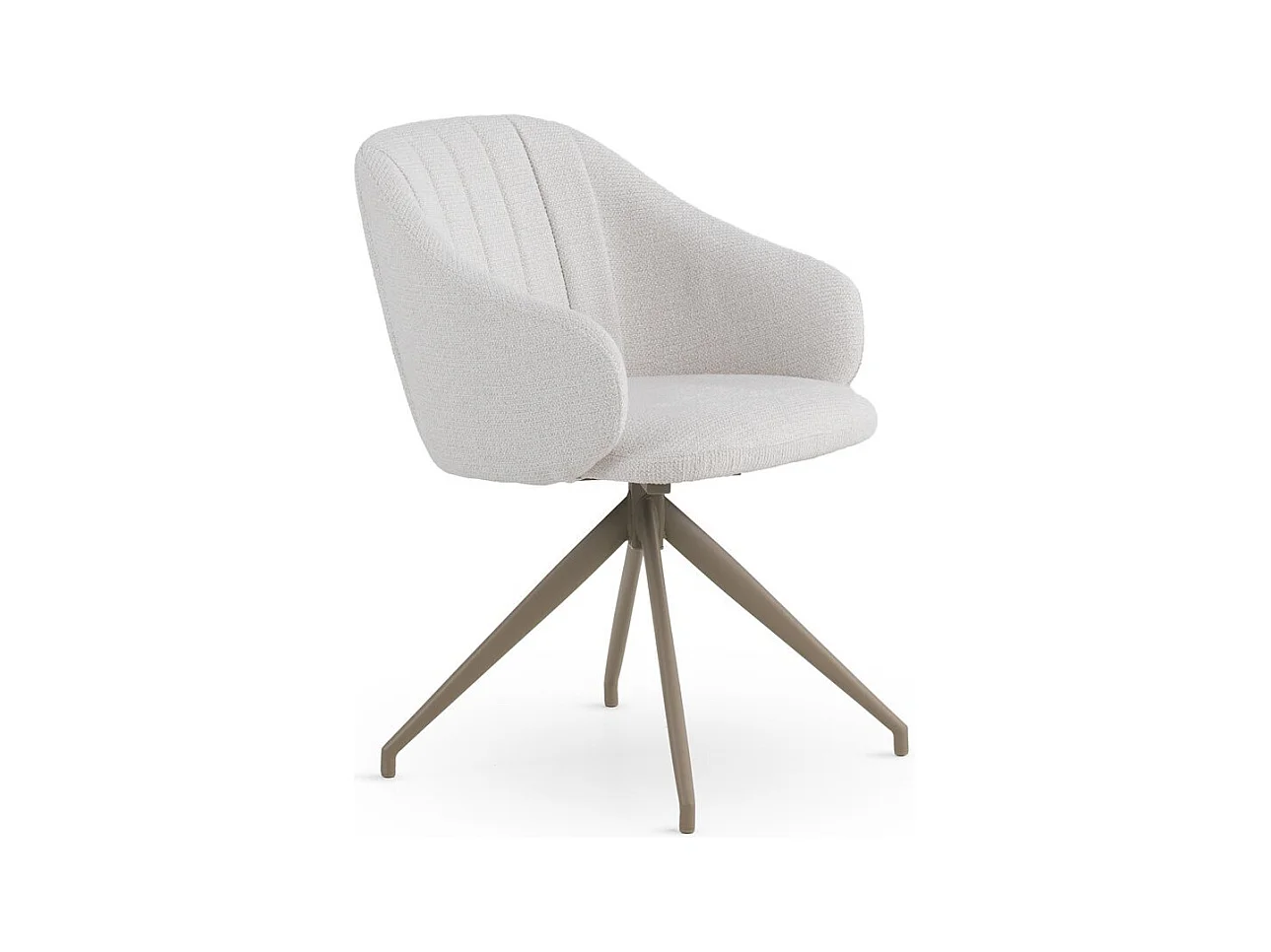 Set di 4 poltrone girevoli rivestite in ciniglia color crema