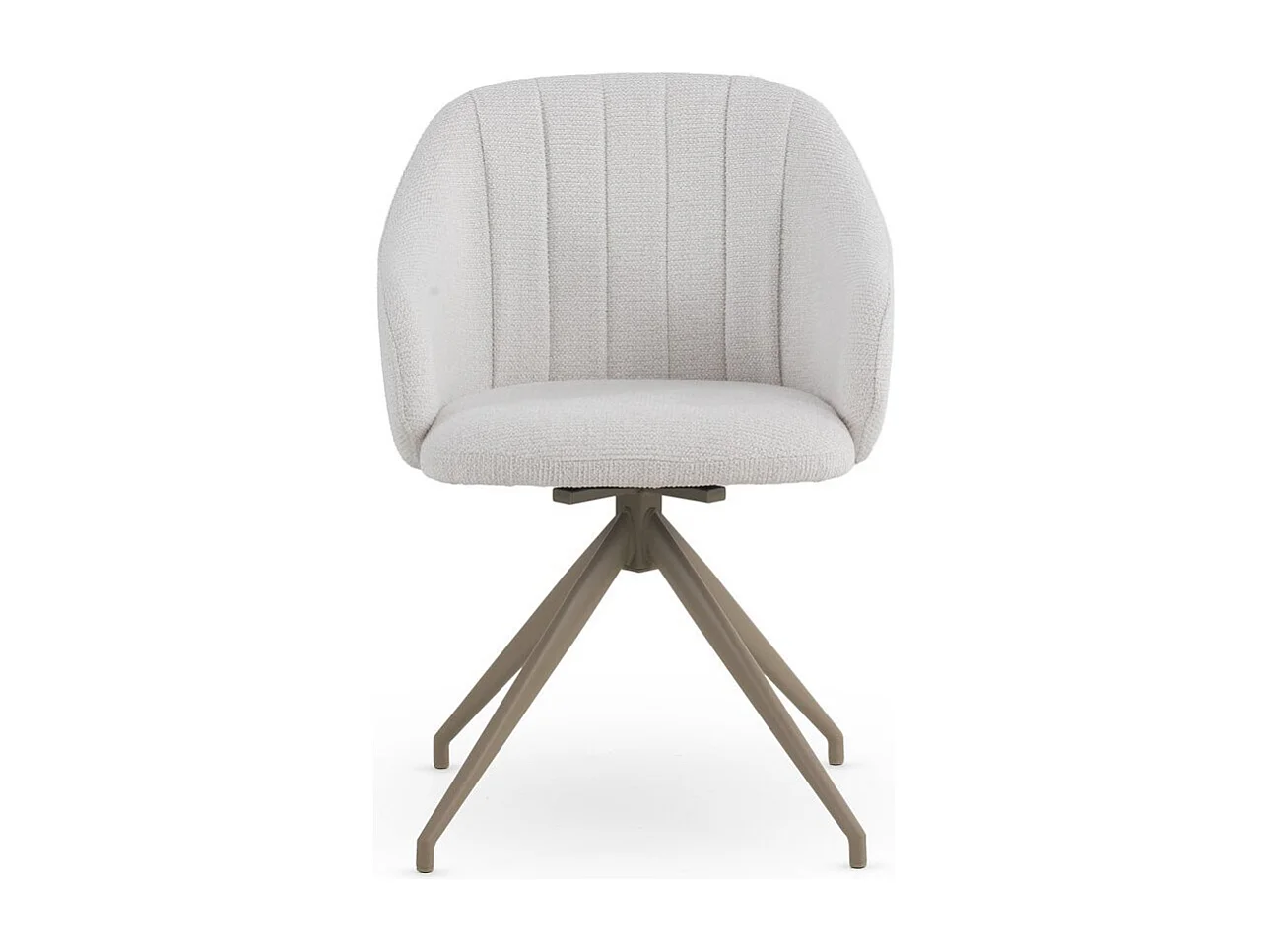 Set di 4 poltrone girevoli rivestite in ciniglia color crema