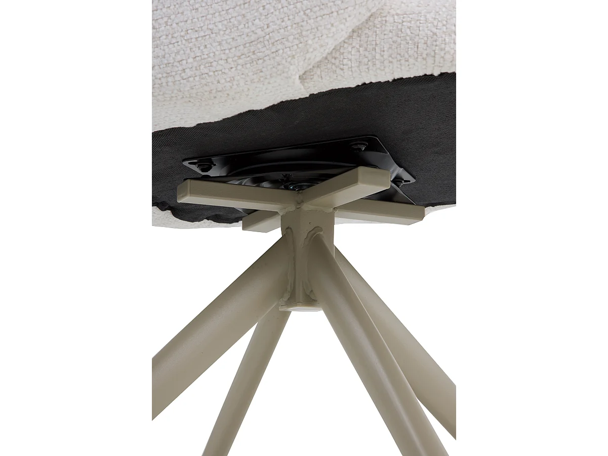 Set di 4 poltrone girevoli rivestite in ciniglia color crema