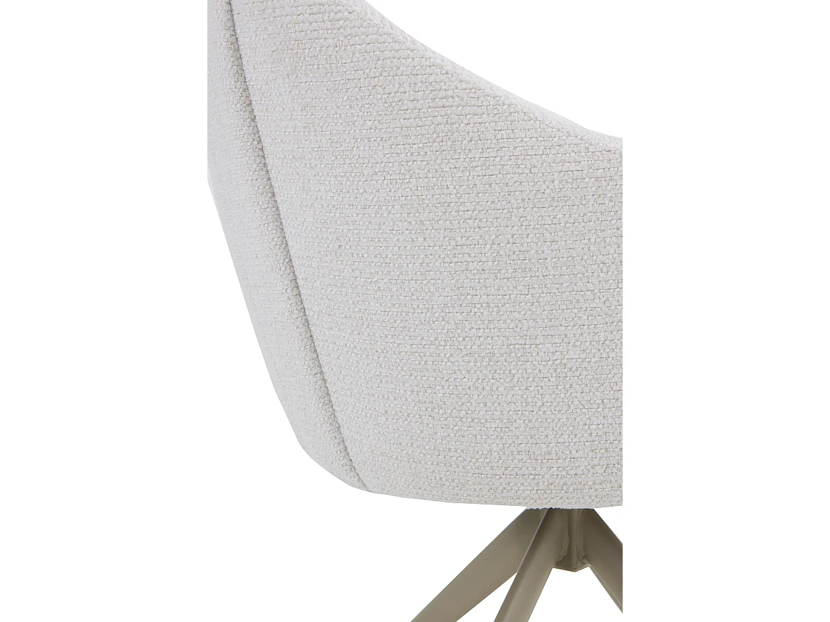 Set di 4 poltrone girevoli rivestite in ciniglia color crema