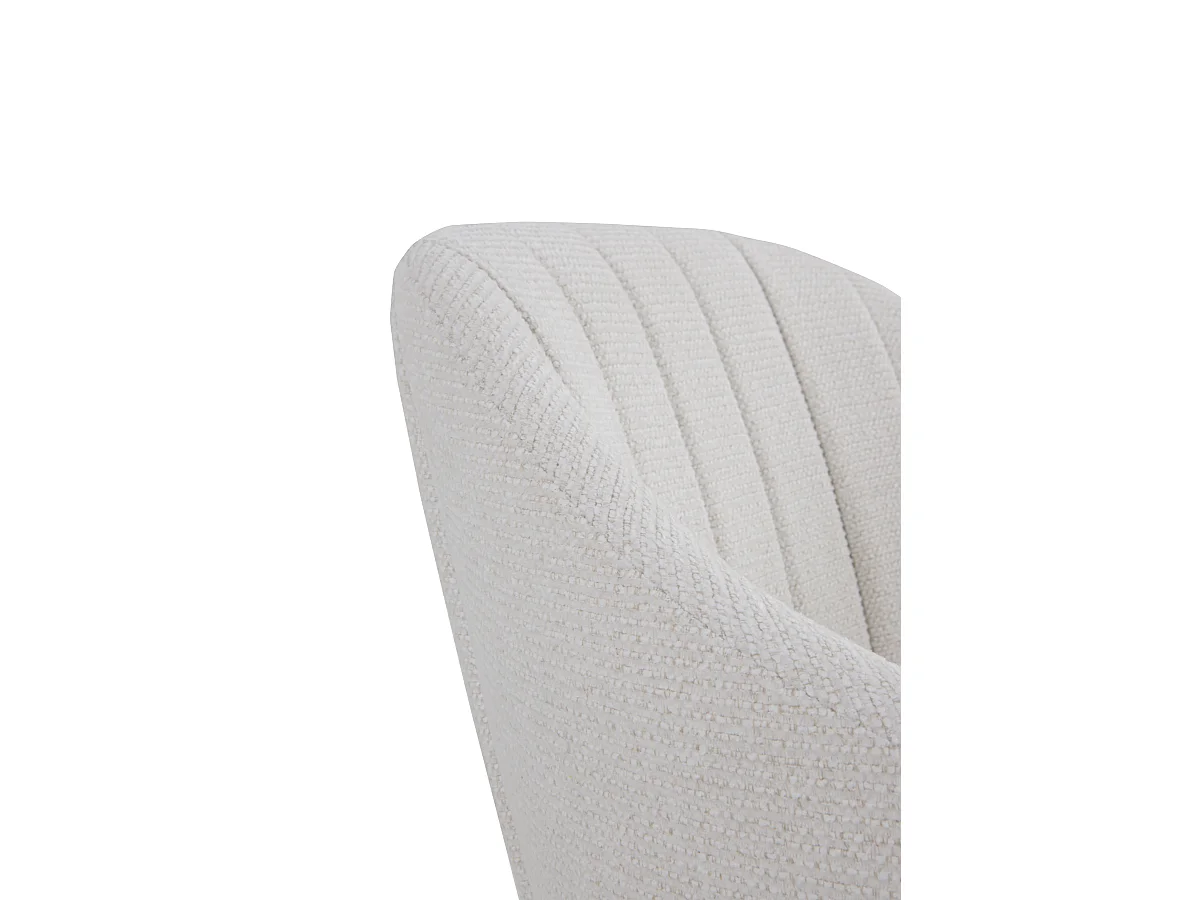 Set di 4 poltrone girevoli rivestite in ciniglia color crema